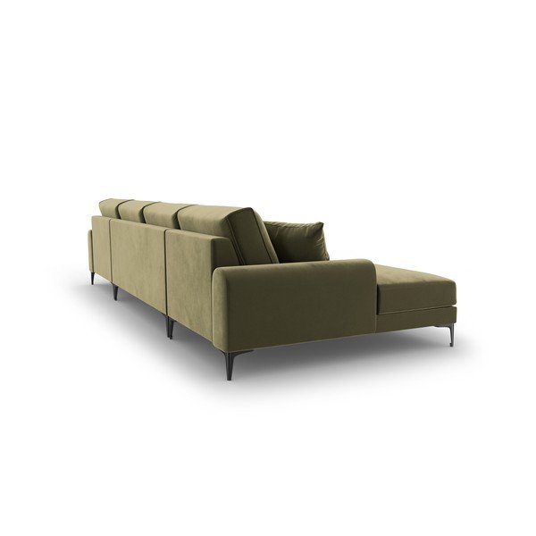 Roheline sametist U-kujuline diivan Madara - Mazzini Sofas-image-3