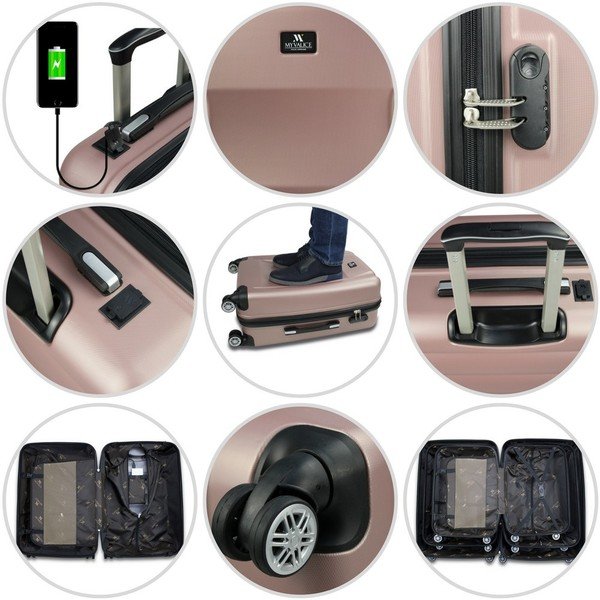Sada 2 růžových cestovních kufrů na kolečkách s USB porty My Valice LASSO Large & Medium-image-4