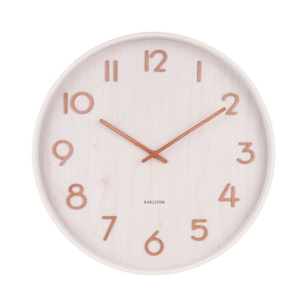 Bílé nástěnné hodiny z lipového dřeva Karlsson Pure Large, ø 60 cm