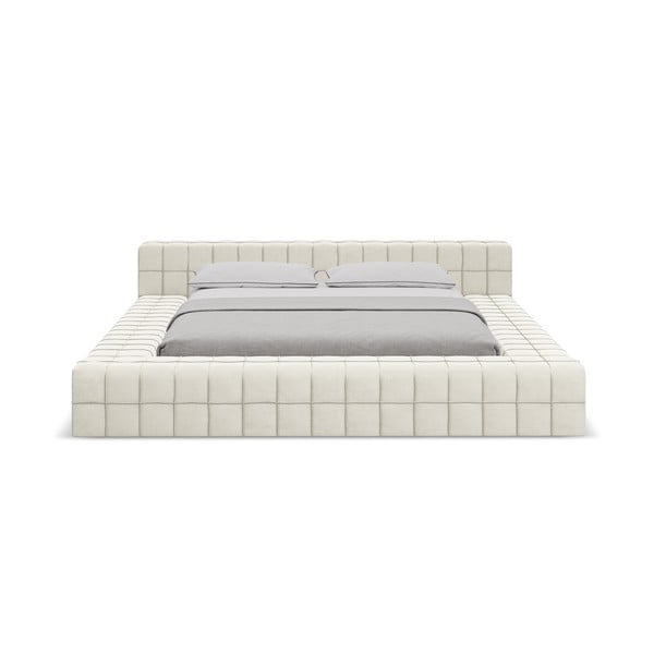 Kreem polsterdatud kaheinimesevoodi koos voodipõhjaga 160x200cm Akela - Makamii-image-2