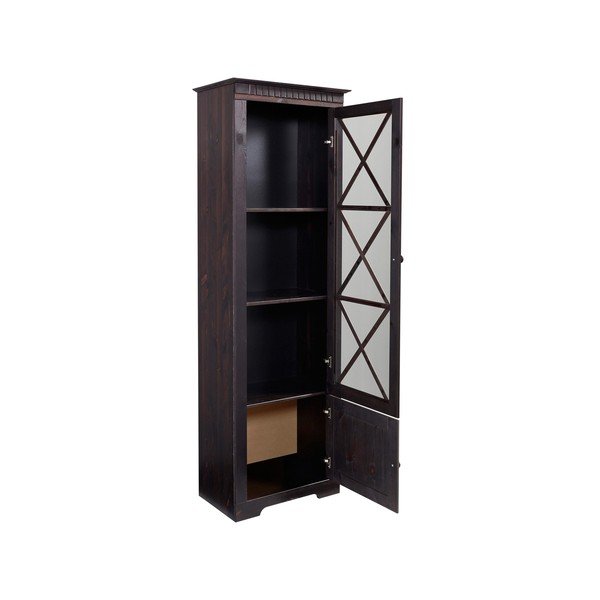 Tumepruun männipuidust vitriinkapp 180x35 cm Lisa - Støraa-image-2