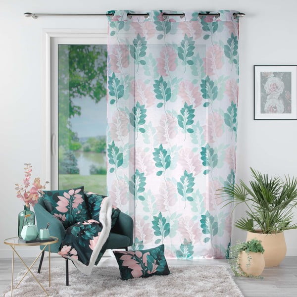 Valge-roheline voile kardin 140x280 cm Belline - douceur d'intérieur-image-2