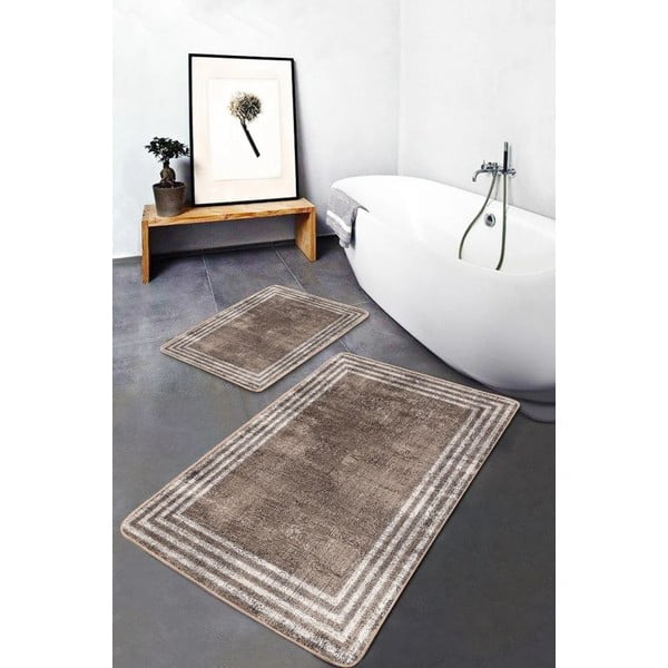 Pruunid sametist vannitoamatid 2tk komplektis 60x100 cm - Mila Home-image-3