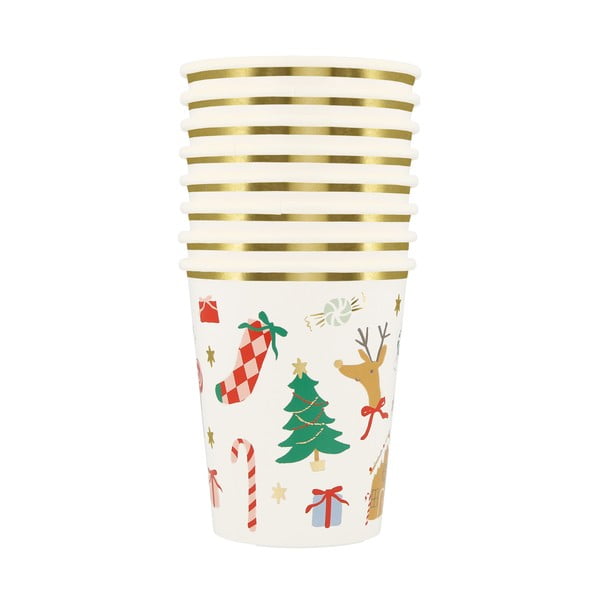 Ühekordsed pabertopsid 8tk komplektis Jolly Christmas - Meri Meri-image-2