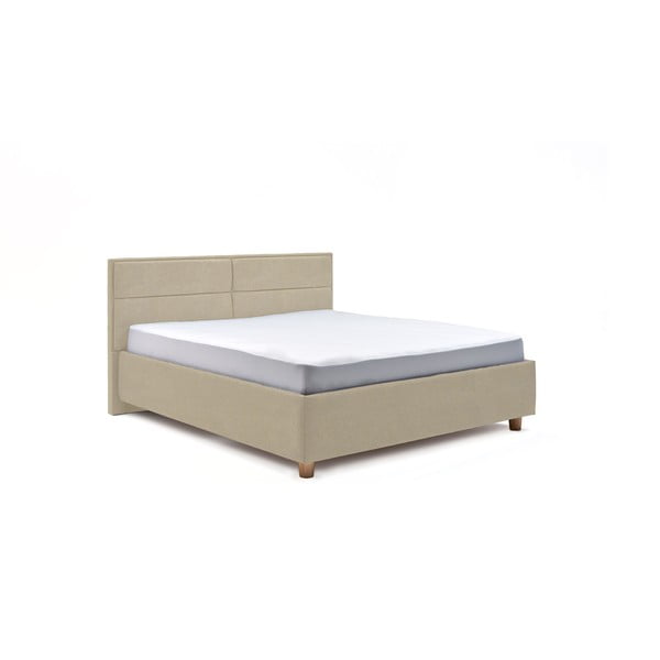 Béžová dvoulůžková postel s roštem a úložným prostorem ProSpánek Grace, 180 x 200 cm