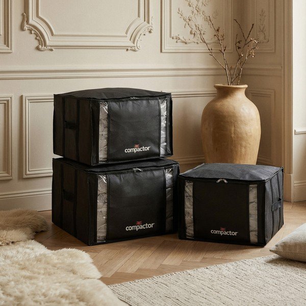 Mustad vaakumplastist hoiukarbid 3 tk komplektis 42x40x25 cm Black Edition - Compactor-image-1
