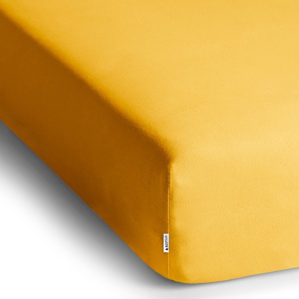 Kollane trikotaažist kummiga lina 180x200cm Amber – Restilo-image-2