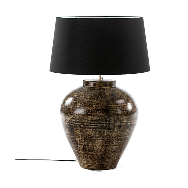 Černokrémová stolní lampa bez stínítka Thai Natura Terra Cotta