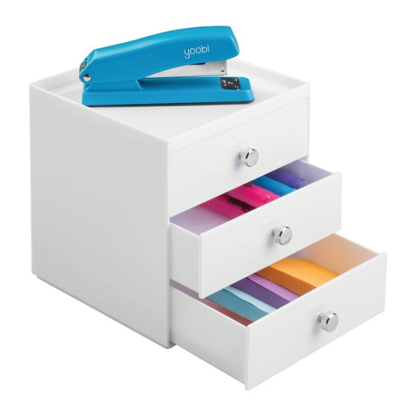 Valge hoiukapp 3 sahtliga , kõrgus 18 cm - iDesign-image-1