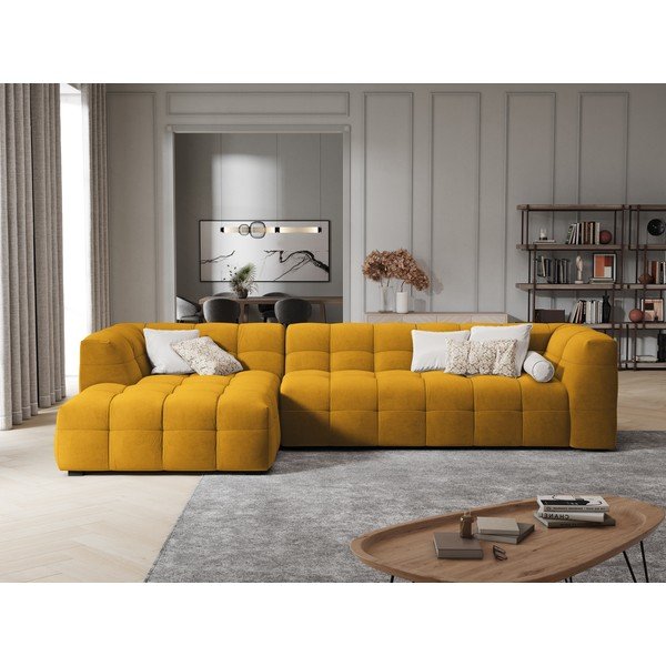 Kollane sametne nurgadiivan , vasakpoolne nurk Vesta - Windsor & Co Sofas-image-1
