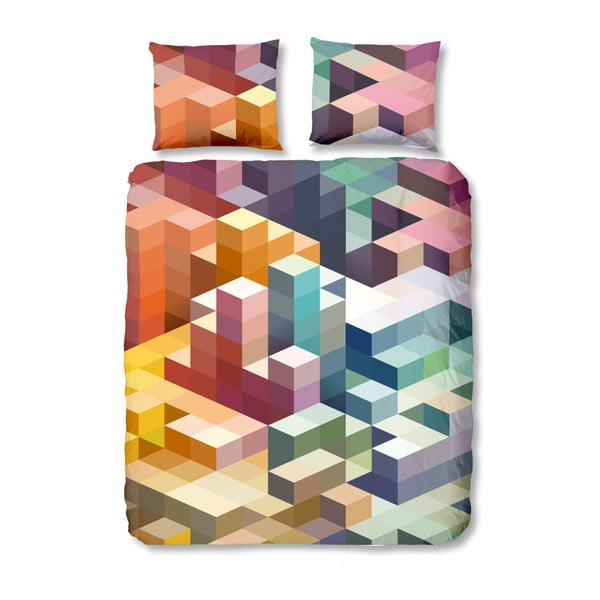 Barevné bavlněné povlečení na dvoulůžko Muller Textiels Cubes, 240 x 200 cm