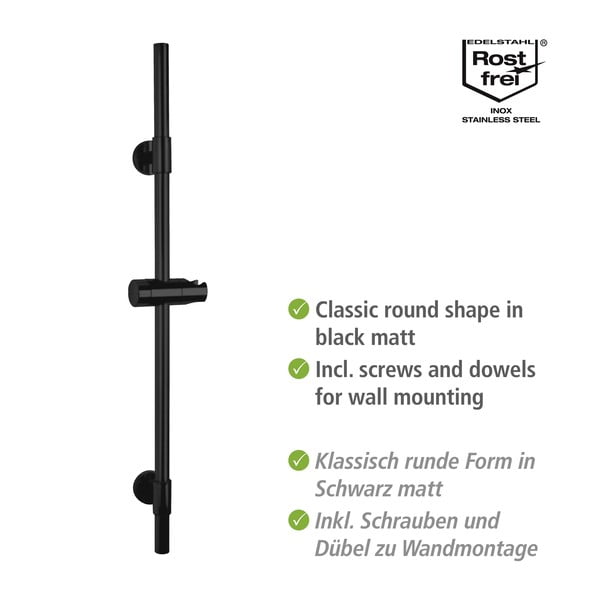 Mustast roostevabast terasest seinale paigaldatav duširiba 66 cm Basic - Wenko-image-2