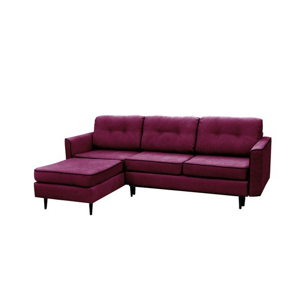 Fialová rozkládací pohovka s černými nohami Mazzini Sofas Dragonfly, levý roh-image-1