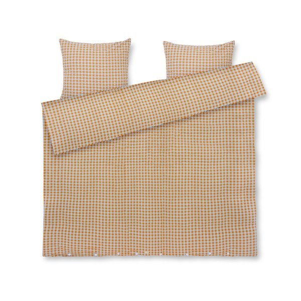 Oranž-kollane-helesinine laiendatud krepp voodipesu kaheinimesevoodile 200x220 cm Bæk&Bølge - JUNA