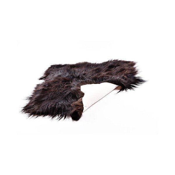 Tmavý kožešinový koberec s dlouhým chlupem, 90 x 80 cm-image-3