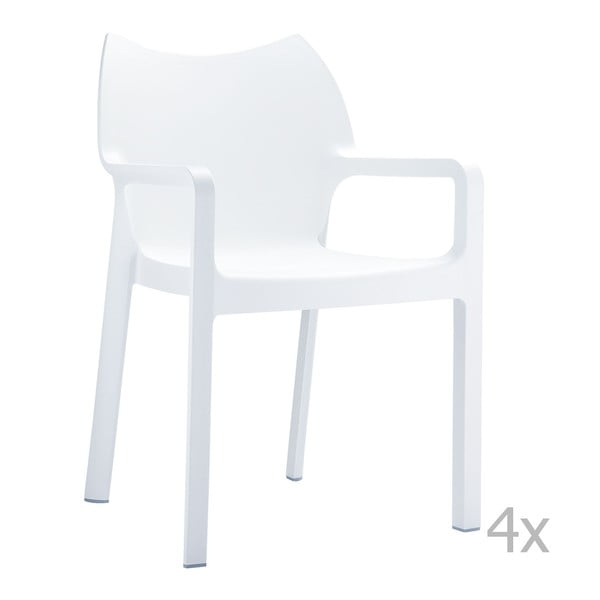 Sada 4 bílých zahradních židlí s područkami Resol Dionisio