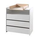 Valge männipuidust madal laste riidekapp koos mähkimisalusega 90x106 cm KIDDY - Vipack