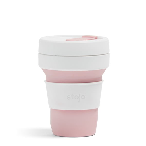 Valge ja roosa kokkupandav reisikruus Rose, 355 ml Pocket Cup - Stojo