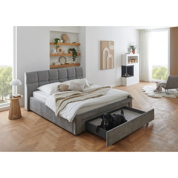 Hall polsterdatud kaheinimesevoodi ilma liistudeta 180x200 cm Canyon - Meise Möbel-image-1