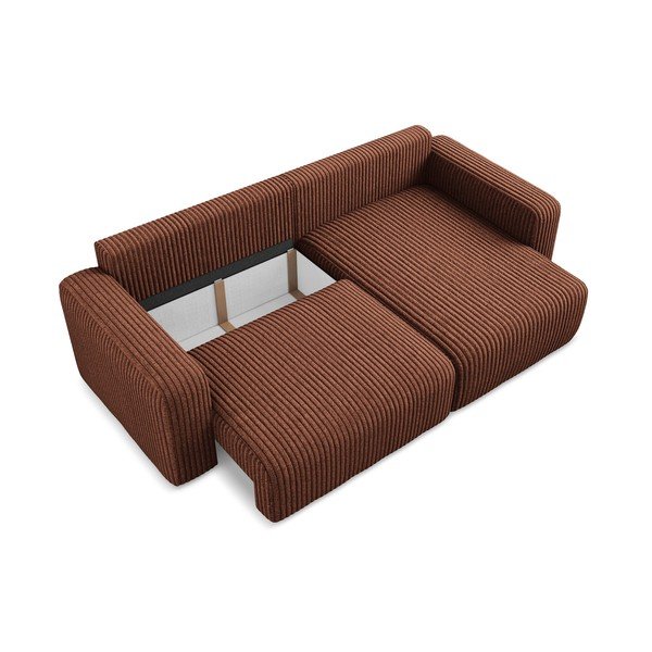 Korduroy-diivanvoodi/panipaigaga nurgadiivan terrakota värvi (parem nurk/diivanvoodiga) Kona - Makamii-image-4