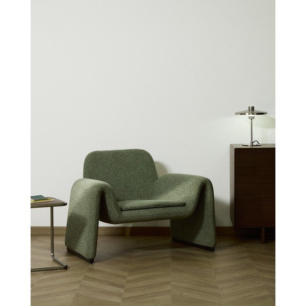 Roheline šenillist tugitool Melvia - Kave Home-image-1