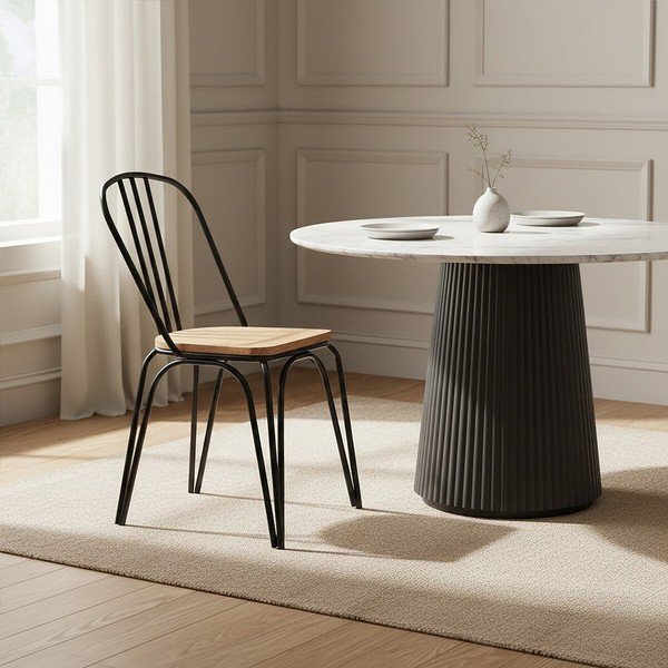 Mustast jalakast söögitool District - Premier Housewares-image-1