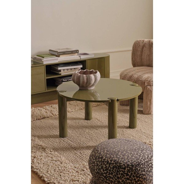 Khaki värvi ümmargune kohvilaud MDF-ist, läbimõõduga 80 cm Pussel - Ellos Home-image-1