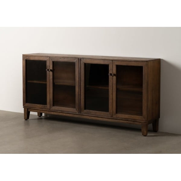 Pruun mangopuidust vitriinkapp 180x87x35 cm Ravi - Ixia-image-1