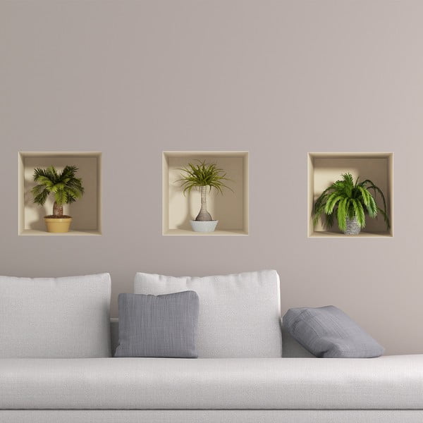 3 kleebise komplekt 3D efektiga Palmid - Ambiance-image-1