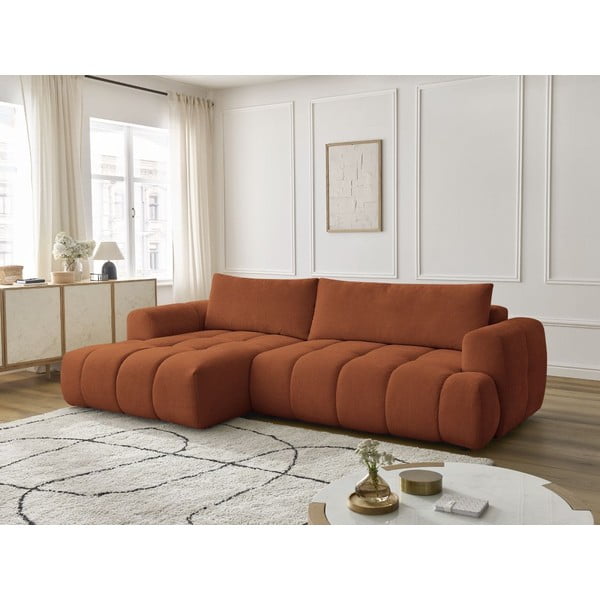 Diivanvoodi/panipaigaga nurgadiivan telliskivi värvi (vasak nurk/diivanvoodiga) Fuji - Bobochic Paris-image-1