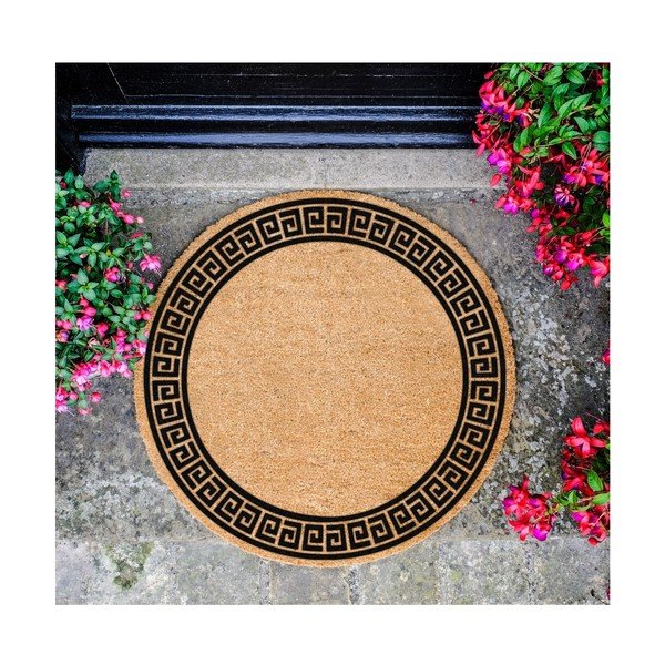 Must ümmargune looduslik kookosmatt , ⌀ 70 cm Greek Border - Artsy Doormats-image-2