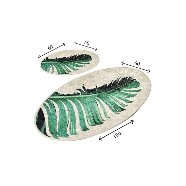 Rohelised-beežid vannitoamatid 2tk komplektis 60x100 cm Floret - Foutastic-image-3
