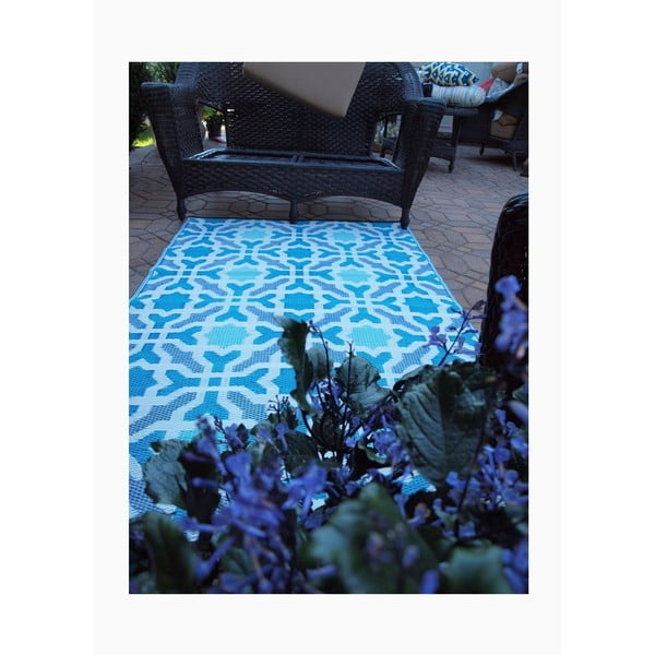 Sinihall kahepoolne õuevaip taaskasutatud plastikust , 150 x 240 cm. Seville - Fab Hab-image-4