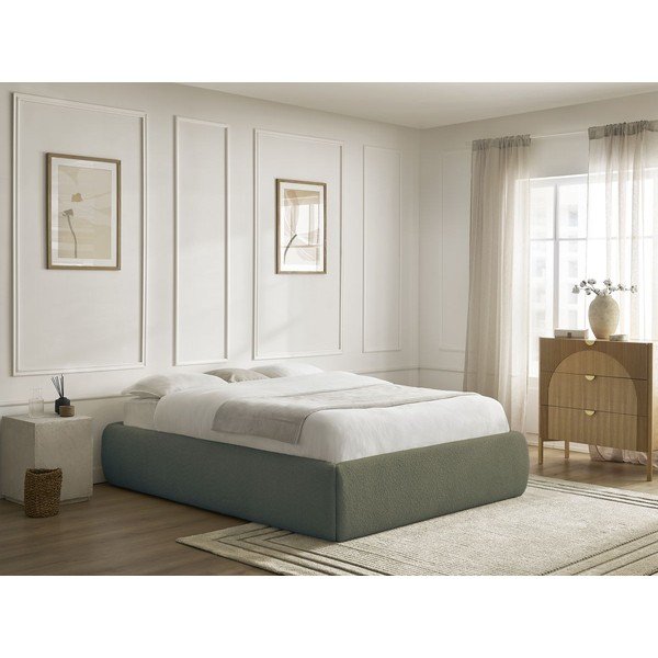 Tumeroheline polsterdatud kaheinimesevoodi koos panipaiga ja voodipõhjaga, ilma peatsita 160x200 cm Inera - Bobochic Paris-image-1