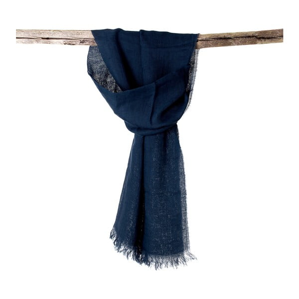 Lněný šátek Luxor 65x200 cm, tmavě modrý