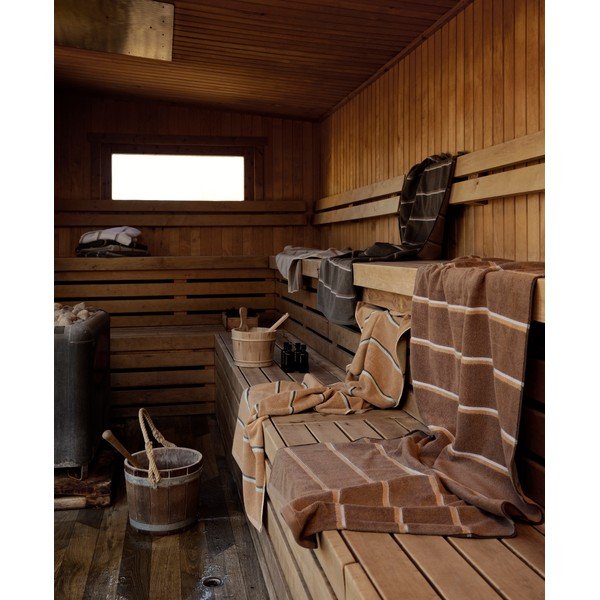 Must/helehall puuvillane rätik 50x100 cm Sauna - Zone-image-1