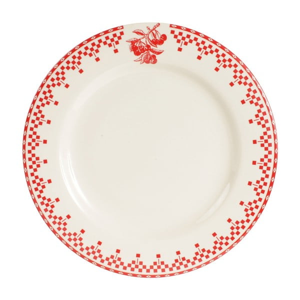 Červenobílý jídelní talíř Comptoir de Famille Damier, 27 cm