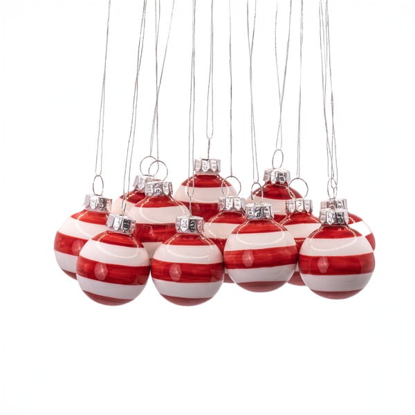 Käsitsi valmistatud klaasist jõulukuulid, 12 tk, ø 3 cm Bauble Stripe – Sass & Belle