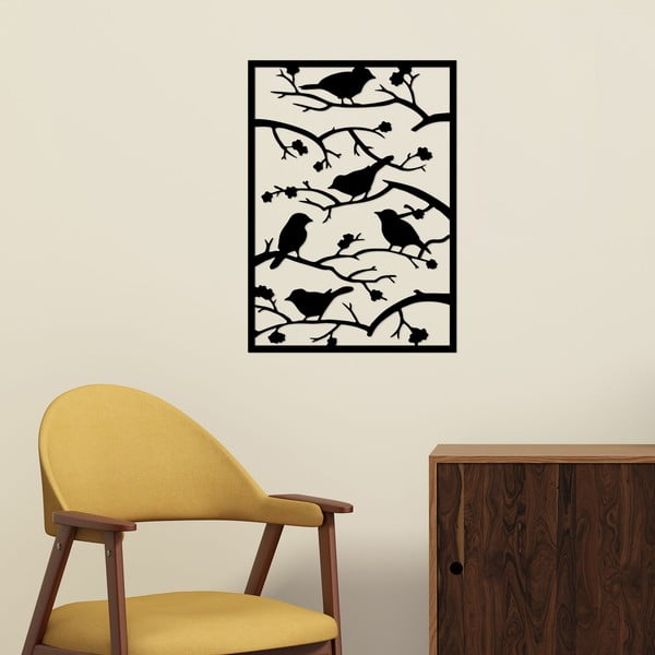 Metallist seinakaunistus 47x66 cm Branch & Birds - Wallity-image-1