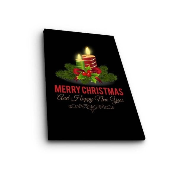 Černý podsvícený vánoční obraz Merry Christmas