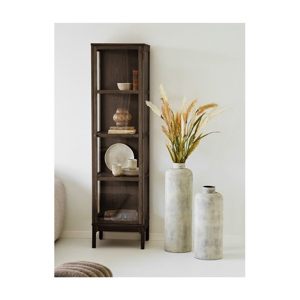 Tumepruun vitriinkapp tammepuust 47x180x40 cm Zamora - House Nordic-image-1