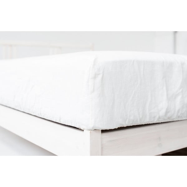 Valge linane kummiga voodilina 140x200 cm - Linen Tales-image-4