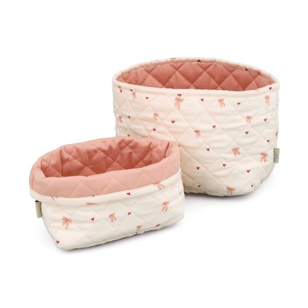Roosast/kreemist kangast laste mänguasjakorvid komplektis 2 tk ø 24x17 cm Bows - Cam Cam Copenhagen