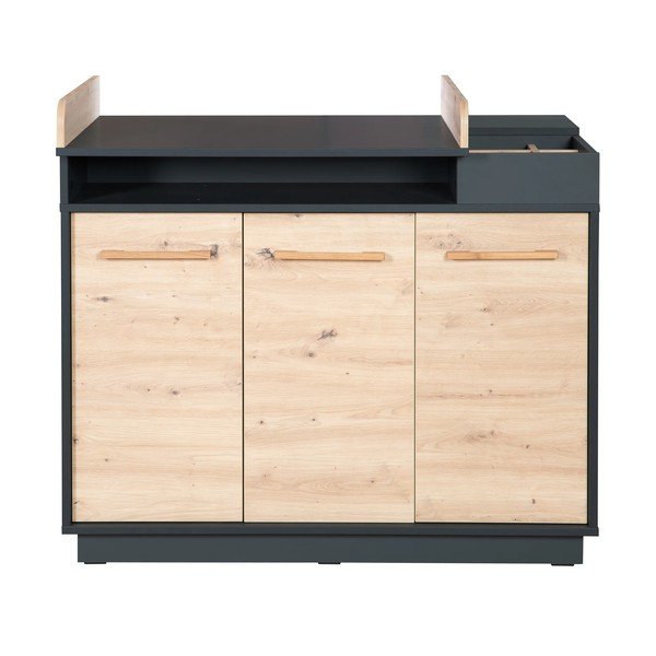 Tammedekooriga mähkimislaud  antratsiit-puiduvärvi 118x103 cm Lenn – Roba-image-2