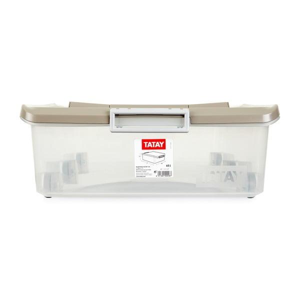 Průhledný úložný box pod postel na kolečkách s béžovým víkem Ta-Tay Storage Box-image-2