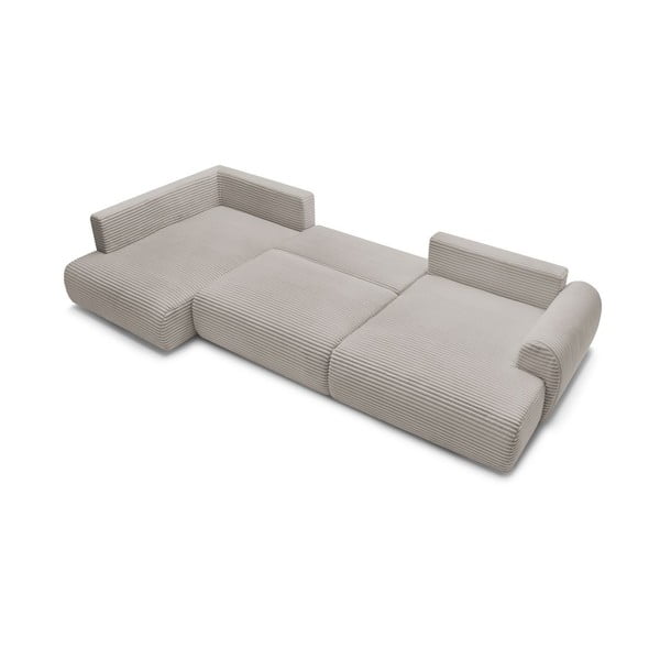 Helehall-beež velvetist diivanvoodi (parem nurk/U-kujuline) Lucien - Bobochic Paris-image-4