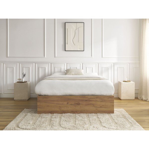 Pruun kaheinimesevoodi puitlaastplaadist, kasepuust dekoratsiooniga, panipaigaga/ilma peatsita ja liistudest raamiga 140x190 cm Mara - Bobochic Paris-image-4