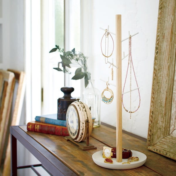 Valge ehete statiiv pöögipuust detailidega Oksas Tosca - YAMAZAKI-image-1