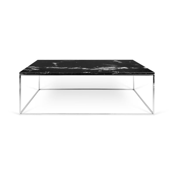 Mustast marmorist kohvilaud kroomitud jalgadega , 75 x 120 cm Gleam - TemaHome