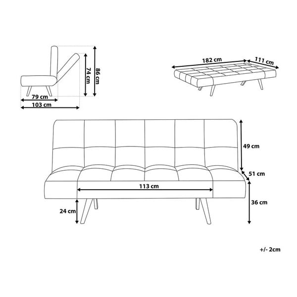 Světle šedá rozkládací pohovka Monobeli Nancy-image-2